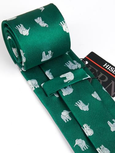Image of HISDERN Ties for Men Classic Animal Tie and Pocket Square Set Jacquard Woven Silk Neckties Handkerchief Wedding Party