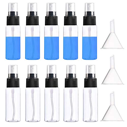 Preisvergleich Produktbild Hileyu 10 Stück 50ml Reise Sprühflasche Transparente Leere Sprühflaschen,Tragbares Reiseflaschen Set mit 3er Trichter, Feinen Nebel Sprühflasche Klein