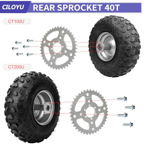 Image of 40 Tooth Sprocket 420 Chain 40mm Bore Replacement for Coleman BT200X CT200U-EX CT200U CT100U CC100X Baja Doodlebug DB30 TrailMaster MB200 MMB80 MMB105 Mini Bike Predator 212 196cc Engine Parts