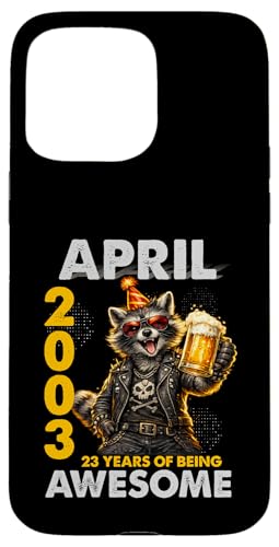 23rd Birthday Raccoon Beer April 2003 Vintage 23 Years Old �X�}�z�P�[�X iPhone 15 Pro Max �p