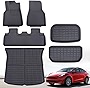 TAPTES Floor Mats Full Set for Tesla Model Y Accessories 2023 2022 2021, XPE All Weather ,for Model Y Floor Mats 2021-2023 Front Rear Trunk Cargo Liner Mat,Waterproof Interior Accessories 5 Seater