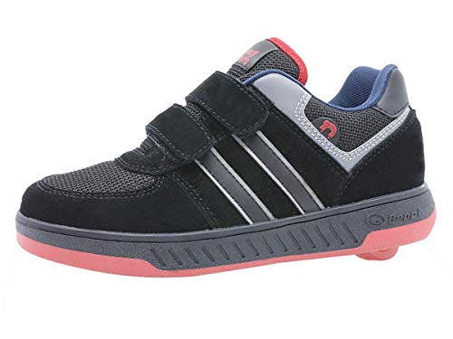 Beppi Roller Sneakers for Girls & Boys –Skate Shoes with Wheels Black/Red, Size 1.5
