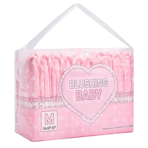 Image of Littleforbig Printed Adult Brief Diapers 10 Pieces - Blushing Baby Pale Pink (Medium 28 inch-38 inch)