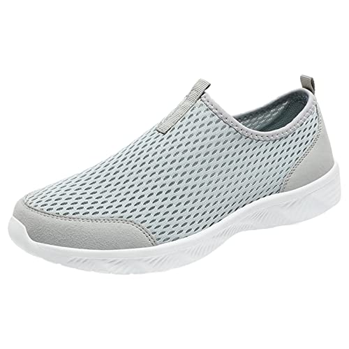 Zapatillas ligeras para hombre, con cámara de aire, para correr, cómodas, para caminar, de malla transpirable, informales, para gimnasio, entrenamiento, deportes al aire libre, gris, 42.5 EU