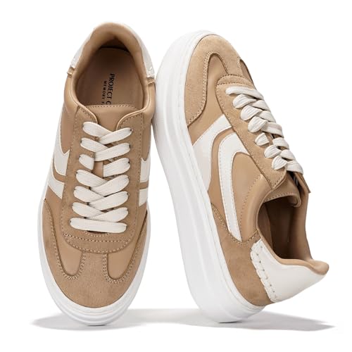 Image of Project Cloud Platform Sneakers for Women Footwear - Memory Foam Insole Womens Shoes, Lightweight and Non-Slip Sole Lace Up Fashion Sneakers for Women 2026 (Volley)