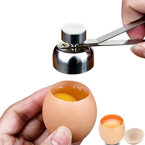 Stainless Steel Egg Cracker Tool - Handheld Egg Cracker Holder Container Egg Topper Eggshell Cutter - Double Egg Opener Topper Cutter - Egg Shell Opener Topper Cutter for Breakfast Kitchen Gadgets