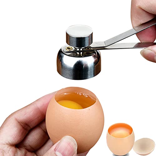 Stainless Steel Egg Cracker Tool - Handheld Egg Cracker Holder Container Egg Topper Eggshell Cutter - Double Egg Opener Topper Cutter - Egg Shell Opener Topper Cutter For Breakfast Kitchen Gadgets #TOP3