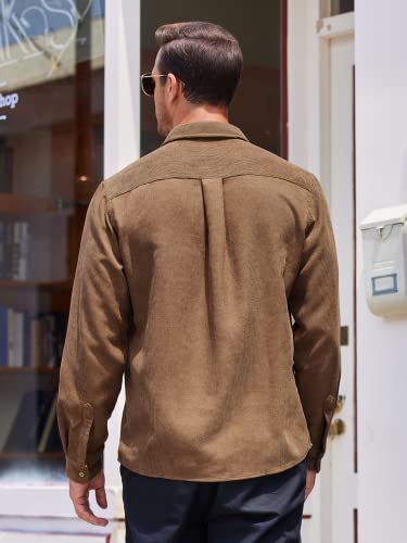 Image of COOFANDY Men's Corduroy Shirt Casual Button Down Shirt Jacket Lightweight Shacket