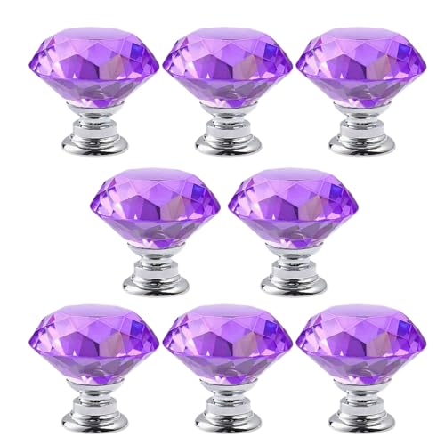 Boutons de placard violets en cristal de 30 mm, l'élégance haut de gamme pour vos meubles