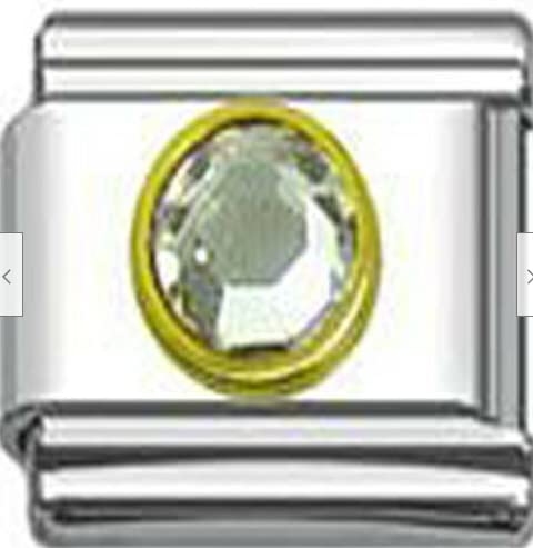 April Birthstone Italian Charm with Gold Tone Frame charm original