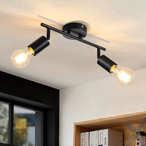 CBJKTX Deckenleuchte Schwarz Deckenlampe 2 Flammig - E...