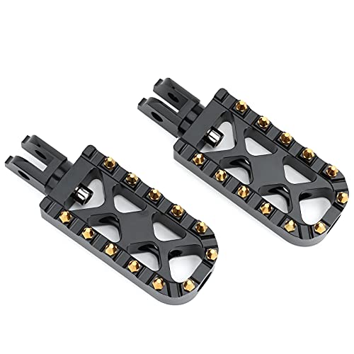 Lingdu, Mx Offroad Foot Pegs Motorcycle Front Wide Footpegs Driver Footrests Pedals Black For Softail Slim Flsl Lower Rider Street Bob Sport Glide 20182021, Black Gold Front #TOP1