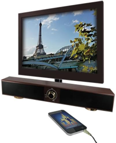 Connectland 17 Inch Stereo 2.0 Channel USB Powered Speaker Sound Bar for Desktop, Laptop, Cell Phone, TV, Tablet PC/Mac/Linux/Android/iPhone/iPadBlack Wood Finish CL-SPK20149 Black Wood Finish CL-SPK20149