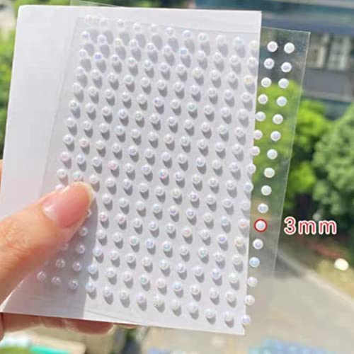 4 Sheets White Pearl Self Adhesive Stickers, Pearl Nail Charms Nail Art Decals 3D Mermaid Nail Rhinestone Stickers White Flat Back Pearls Glitter Sticker For Face Beauty Makeup Diy Nail Art Decoration #TOP5