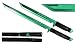 2 PC 27" Ninja Machete Sword Zombie Tactical Survival Katana Durable Knife Set (Green)