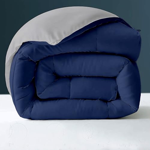 Image of Day Care - 500 GSM Hotel Quality-Down Alternative Reversible Comforter (60 inch x 90 inch Inches /228cm x 228cm) - Comforter Single Bed|Navy /Silver