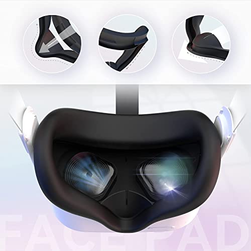 Cnbeyoung Vr Face Cover Compatible With Quest 2, Sweatproof Silicone Face Pad Mask & Face Cushion For Quest 2 Vr Headset-Black #TOP5