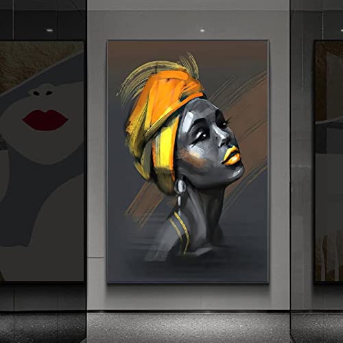 Tableau afrique femme noire abstrait pour habiller un grand mur vide de salon 60x90