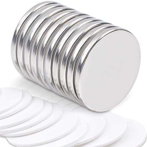 MAGXCENE 10 Pcs Strong Neodymium Disc Magnets With Double-Sided Adhesive, 1.26 x 1/8 Inch Round Permanent Rare Earth Magnets for Fridge, Craft, Office, Industrial, Scientific