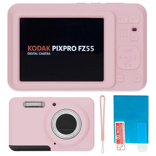 TUOOUT Silicone Case for Kodak PIXPRO FZ55 Digital Camera with Screen Protector and Lanyard for Kodak PIXPRO FZ55 Accessories- (Pink)