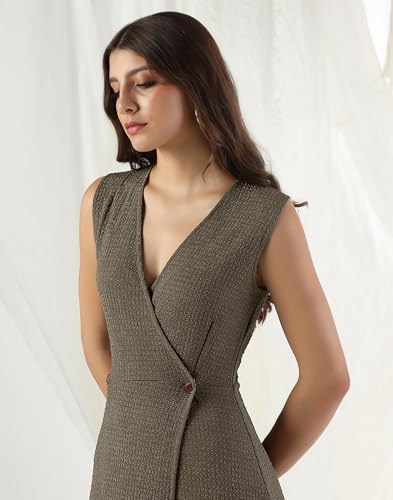 Image of Selvia Textured Lycra A-Line Dress for Women, One Piece Western Dress for Women