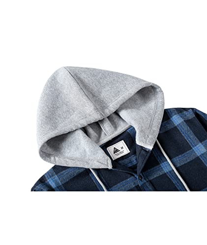 Image of SCODI Mens Flannel Hoodie Shirt Casual Button Down Plaid Long Sleeve Shirts