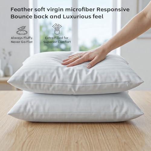 Image of AYKA Microfiber Cushion Filler Set of 4 (12x18 Inch) | Soft & Fluffy Sofa Cushions Inserts | Premium Polyester Fiber Throw Pillows for Sofa, Couch, Bed & Living Room Decor | White