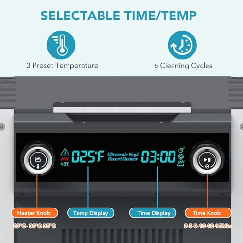 Pulitore ultrasonico per dischi in vinile, macchina per la pulizia automatica con 6 segmenti di temporizzazione e controllo della temperatura, pulisce 8 dischi, ideale per gioielli, occhiali, protesi