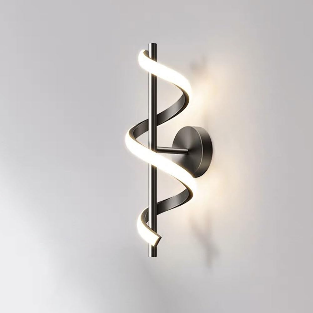 HYJAUSXB LED Wall Sconce Lighting, 12W Spiral Design Indoor Light for Bedroom, Living Room, Office, Restaurant, Hallway - Aluminum Mounted Lamp