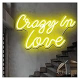  Panneau Lumineux LED Signes Crazy in Love Neon Signs Tableau Lumineux LED Dimmable Art pour décoration Murale Chambre Fille Cadeau Fiançailles Mariage Saint Valentin Anniversaire par (Jaune Citron 55
