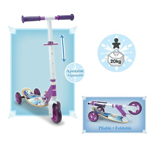 SMOBY Reine des Neiges Patinette 3 roues silencieuses Guidon réglable Trottinette enfant en bois et métal - vue 4