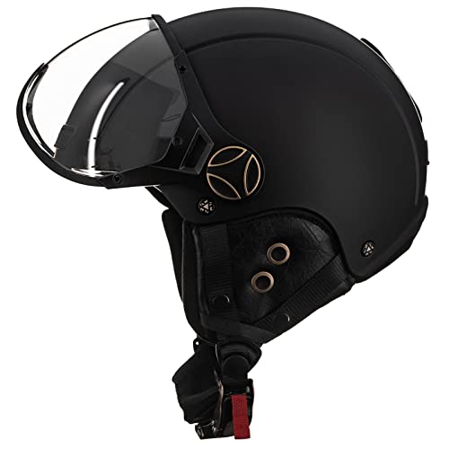 ILM Fahrradhelm für Damen Herren Erwachsene Fahrrad Ski Snowboard Helm mit Abnehmbarem Visier Ohrenschützer ASTM CPSC und CE Z102,Mattschwarz,M