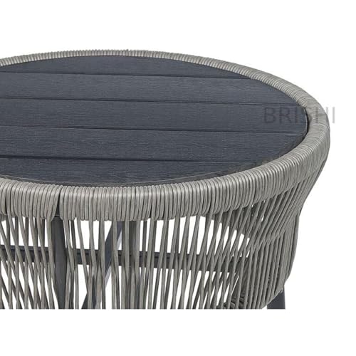 Image of BRISHI Garden Patio Seating Chair and Table Set Outdoor Balcony Garden Coffee Table Set Furniture with 1 Table and 2 Chairs Set with Cushion (Grey)
