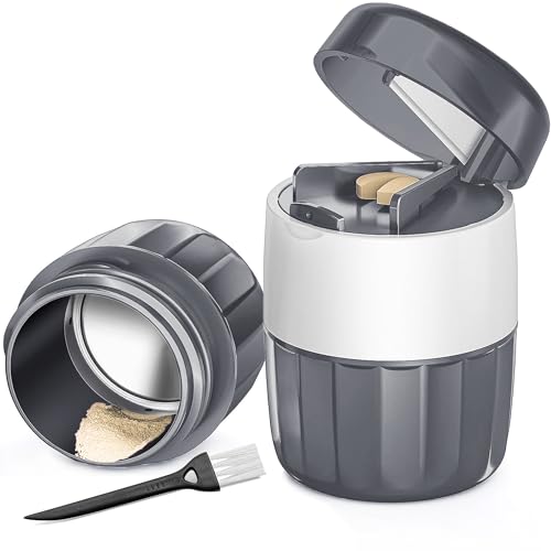 Image of DUBSTAR 3-in-1 Pill Crusher Pill Grinder, Pill Crusher Fine Powder with Brush, Pill Crushers for Elderly with Pill Cutter and Storage, Pill Cutter Splitter for Small or Large Pills (Grey)