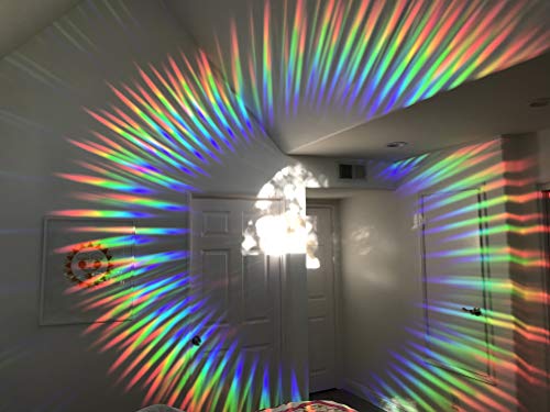 Rainbow Symphony – Rainbow Suncatcher Window Film, Diffraction Window Film, Stained Glass Window Cling, Holographic Prismatic Film, Radial Pattern, 24" x 36", Made in USA