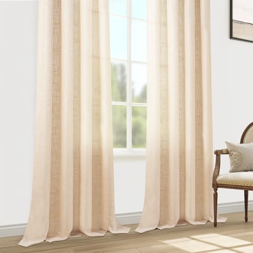 Visillo decorativo elegante MRTREES en lino beige con caída premium para ventanas 6