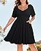 Plus Size Black Dress Puff Sleeve Sweetheart Neckline A Line Short Flowy Skater Cute Homecoming Casual Dresses Pockets