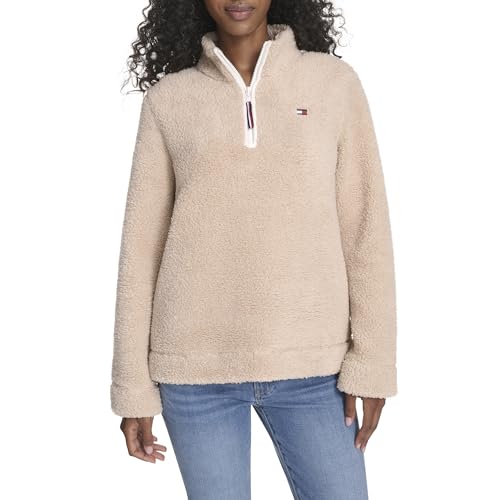 Tommy Hilfiger Women's 1/4 Zip Mockneck Sherpa Soft Pullover