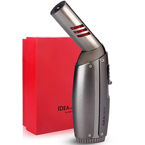 IDEAcone Torch Lighter, Blow Torch, Kitchen Torch, Butane Torch, Mini Micro Torch, Cooking Torch, Rotatable Head, Adjustable Flame, Refillable, Cigar, DIY, Creme Brulee, BBQ and Baking, Welding