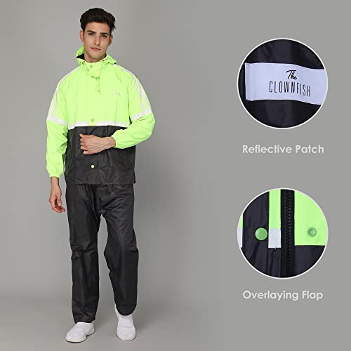 Image of THE CLOWNFISH Men's Waterproof Casual Style Polyester Double Coating Reversible Raincoat With Hood And Reflector Logo At Back For Night Travelling