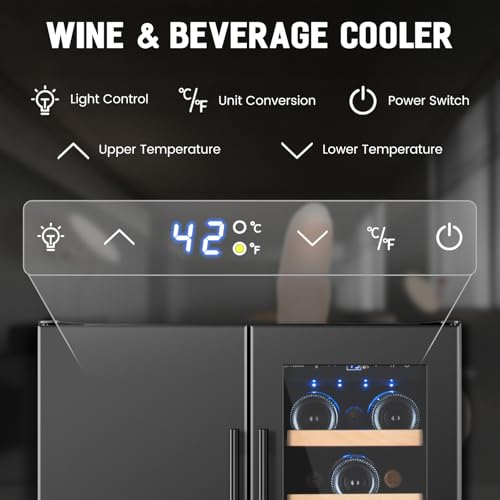Friduo FRI120D03 Wine And Beverage Refrigerator, 24Inch Dual Zone Wine Cooler, 20Bottles 88Cans Undercounter Black Beverage Fridge thumb #2