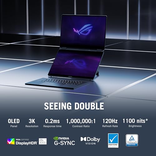 Image of ASUS ROG Zephyrus Duo Dual Touchscreen Detachable 16 inch 3K OLED ROG Nebula HDR 120Hz Copilot+ PC Gaming Notebook Intel Core Ultra 9 386H 32GB RAM 1TB SSD NVIDIA GeForce RTX 5090 Stellar Grey