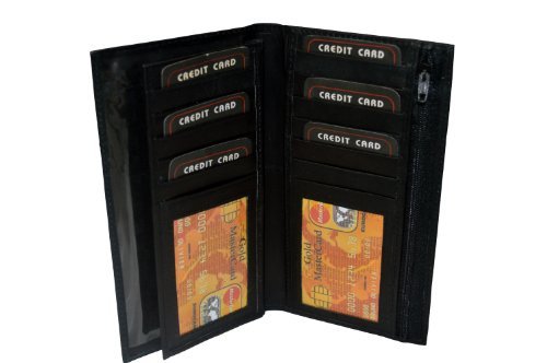 LeatherBoss Checkbook Credit Card Holder With Pull Out Checkbook