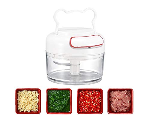 73JohnPol Manual De 2 Piezas De Alimentos Chopper, De Múltiples Funciones Manual Hangable Mini Procesador De Alimentos, por Ajo/Jengibre/Carne/Verduras/Especias (2 Hojas Adicionales)