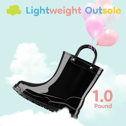 HISEA Toddler Kids Rain Boots for Boys Girls, Waterproof Rubber Boots with Easy-On Handles, Seamless Soft PVC Rainboots Lightweight Mud Shoes for Water Beach Outdoor Playing (Toddler/Little Kid/Big Kid)4