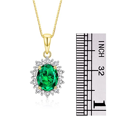 Image of Rylos Women's Yellow Gold Plated Silver Princess Diana Ring & Pendant Set. Gemstone & Diamonds, 9X7MM Birthstone. Matching Friendship Jewelry, Sizes 5-10.