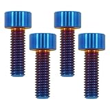TIRYTU 4PCS Titanium Bolts M5x15mm, M5 Hex Socket Screws Lightweight Design | Ideal for Humid/Salty Environments Fasteners for Bicycle Water Bottle Cage Bolts （Burnt Blue