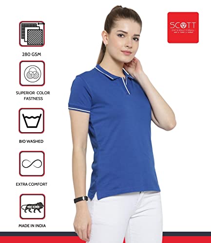 Image of Scott International Women's Regular Fit 100% Pure Organic Cotton Polo T-Shirt | Womens Polo Collar Neck T-Shirt | Cotton Plain Polo Neck Half Sleeve T-Shirt | Tshirts for Women