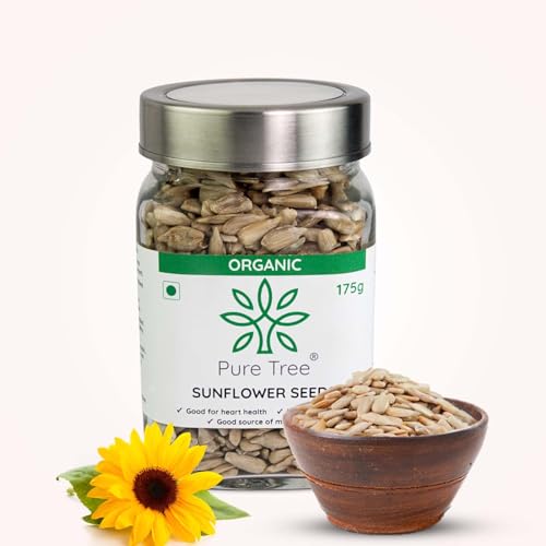 Image of Pure Tree Certified Organic Sunflower Seeds | 175 g | Glass Jar | Surajmukhi ke Beej | Raw Sunflower Seeds | Organic Seeds for Eating Rich In Healthy Fats & Fiber