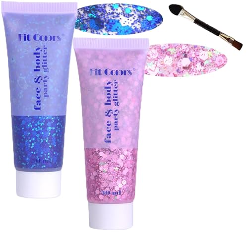 Face Body Glitter Gel: 100ml Chunky Sequins Hair Glitter Gel for Singer Concerts Disco Festival Rave Accessories Holographic Cosmetic Laser Mermaid Makeup